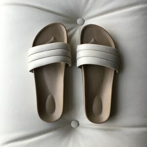 Beatrice Valenzuela Cream Slide Sandals with Tan Footbed